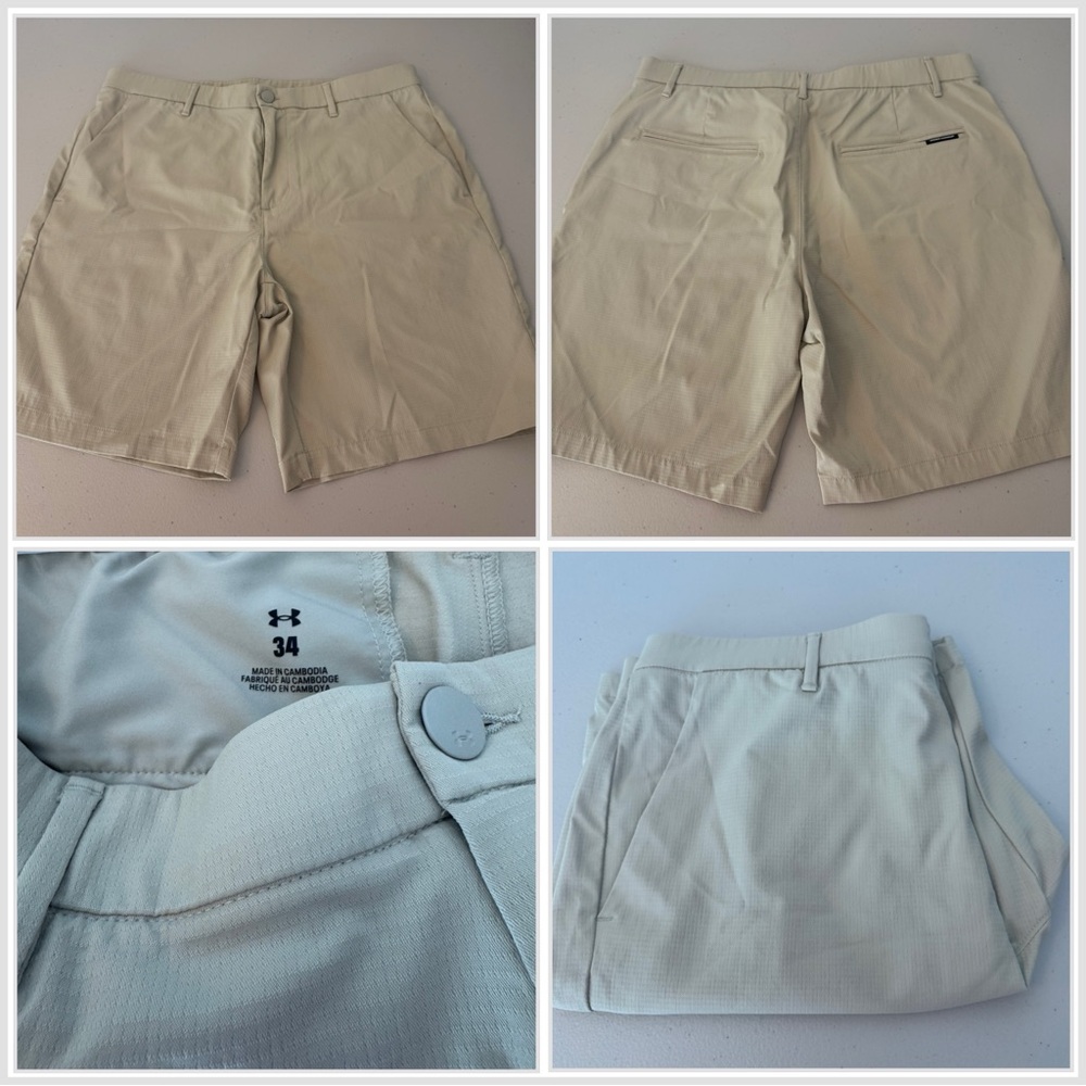 Under Armour Men's Vented Khaki Golf Shorts - Size 34